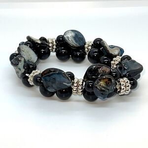 Beautiful Black And Silver Stone Bracelet